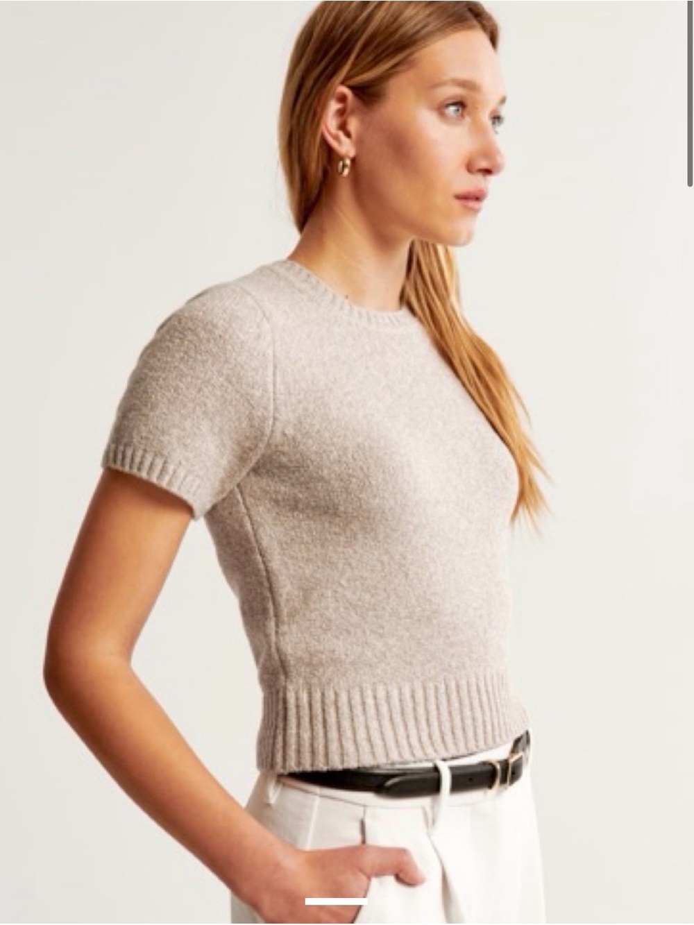 Abercrombie and Fitch Tan Crew Sweater Tee Top Size Small